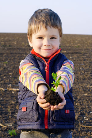 boy with plant