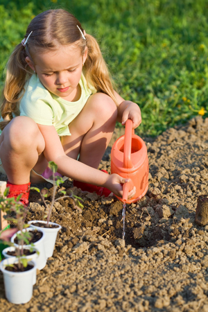 girl planting